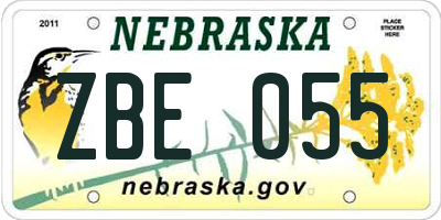 NE license plate ZBE055