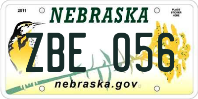 NE license plate ZBE056