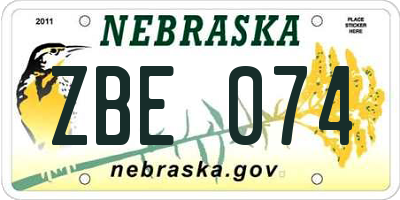 NE license plate ZBE074
