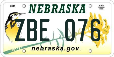 NE license plate ZBE076