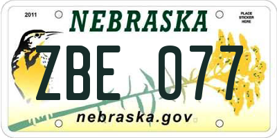NE license plate ZBE077