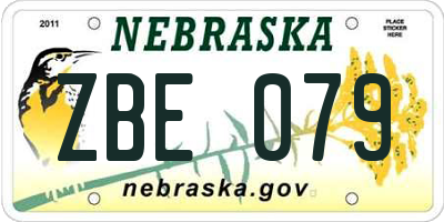 NE license plate ZBE079