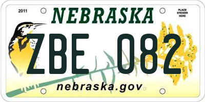 NE license plate ZBE082