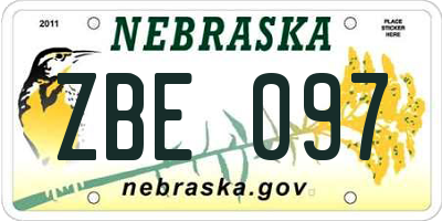 NE license plate ZBE097