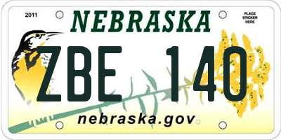 NE license plate ZBE140