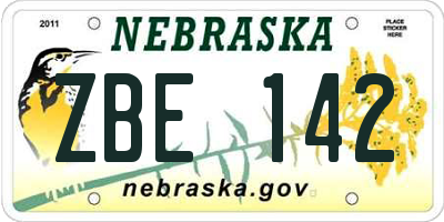 NE license plate ZBE142