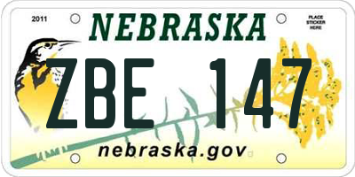 NE license plate ZBE147