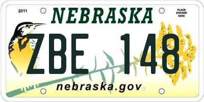 NE license plate ZBE148