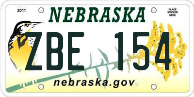 NE license plate ZBE154