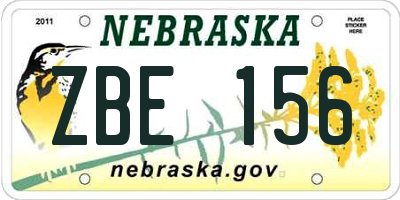 NE license plate ZBE156
