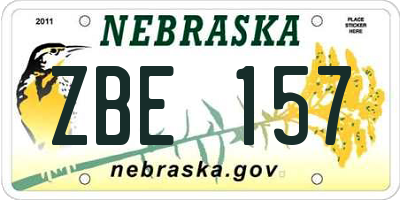 NE license plate ZBE157