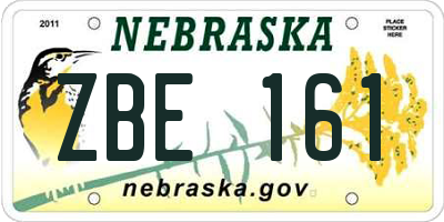NE license plate ZBE161
