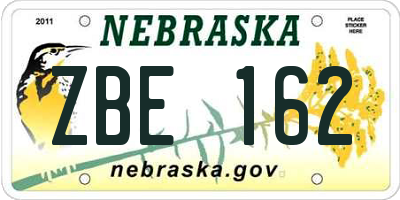 NE license plate ZBE162