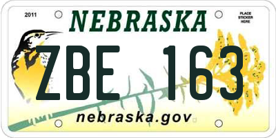 NE license plate ZBE163