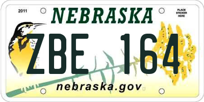 NE license plate ZBE164
