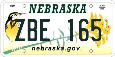 NE license plate ZBE165
