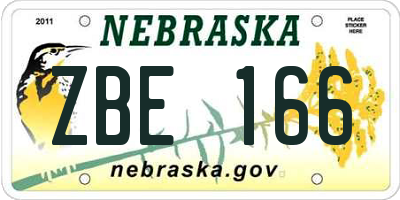 NE license plate ZBE166