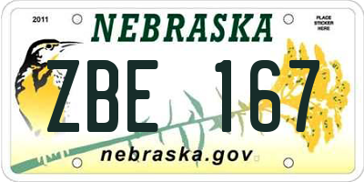 NE license plate ZBE167