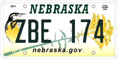 NE license plate ZBE174