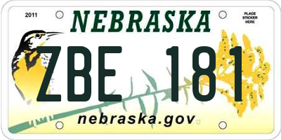 NE license plate ZBE181