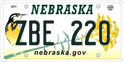 NE license plate ZBE220