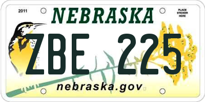NE license plate ZBE225