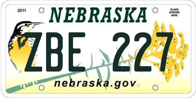 NE license plate ZBE227