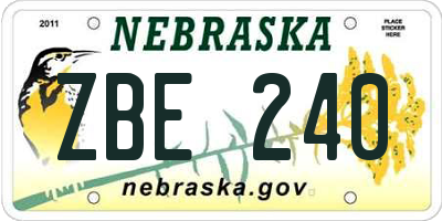 NE license plate ZBE240