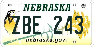 NE license plate ZBE243
