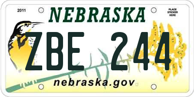 NE license plate ZBE244