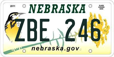 NE license plate ZBE246