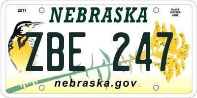 NE license plate ZBE247