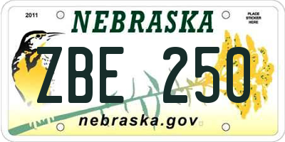 NE license plate ZBE250