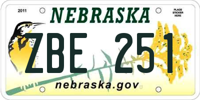 NE license plate ZBE251