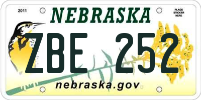 NE license plate ZBE252