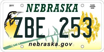 NE license plate ZBE253