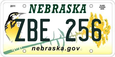 NE license plate ZBE256