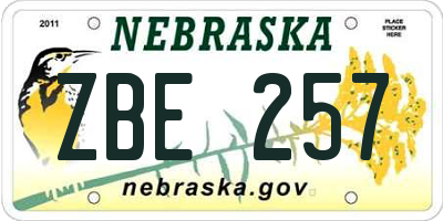 NE license plate ZBE257