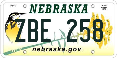 NE license plate ZBE258