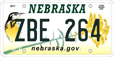 NE license plate ZBE264