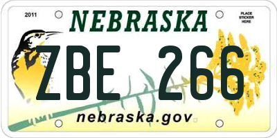 NE license plate ZBE266