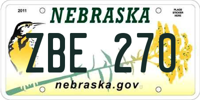 NE license plate ZBE270