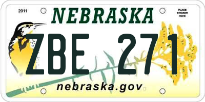 NE license plate ZBE271