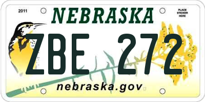 NE license plate ZBE272