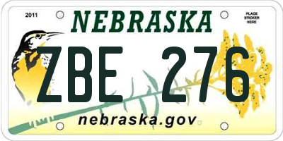 NE license plate ZBE276