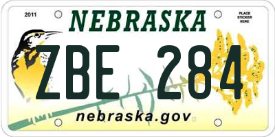 NE license plate ZBE284