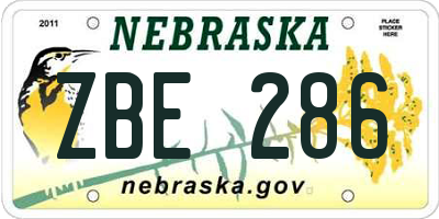 NE license plate ZBE286