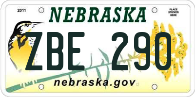 NE license plate ZBE290