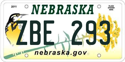 NE license plate ZBE293