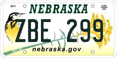 NE license plate ZBE299